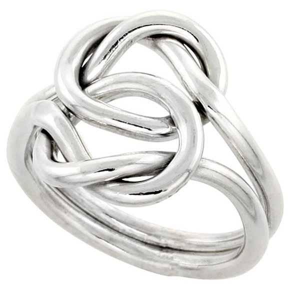 Large 925 Sterling Silver Love Knot Wire Wrap Ring - Picture 1 of 8